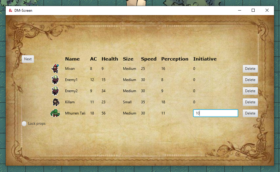 Dnd screen for DM